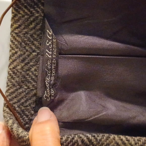 Men's Retro Wool Houndstooth Sports Jacket 44R Dark Gray - Picture 4 of 8